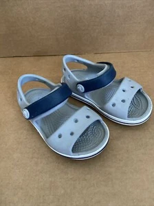 Toddler Crocs Sandals Size 5 (5 C) Gray & Blue *pre-owned* - Picture 1 of 6