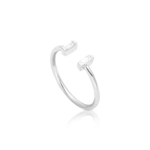 950 Platinum Natural Baguette Diamonds Open Cuff Ring- Perfect Love Gift - Picture 1 of 6