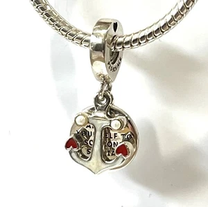 PANDORA Charm Sterling Silver ALE S925 ANCHOR OF LOVE 797208ENMX - Picture 1 of 3