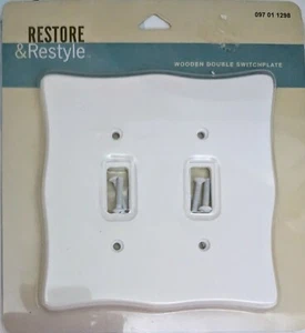 Restore & Restyle Wooden Double Switchplate White Scalloped Switch 097011298 '01 - Bild 1 von 7