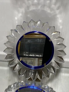 VTG. LALIQUE FRANCE Crystal Glass Cobalt Star Art Deco JANINA Mirror Frame - Picture 1 of 16