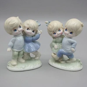 Vtg 2 Couples 5" Tall Figures Boys Girls Friend Dancing Playing Japan - Picture 1 of 12