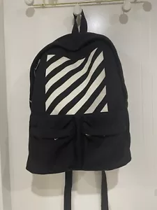 Offwhite Classic Wool Blend Fabric Large Backpack In Black Unisex - Picture 1 of 14
