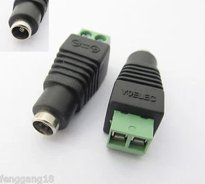 100x 5.5mm x 2.1mm Female CCTV Camera LED DC Power Jack Balun Adapter Connector - Picture 1 of 7