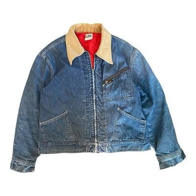 Chaqueta vaquera forrada Lee 191-LB vintage años 70 descolorida y cuadrada descolorida 24x24 USA Union Foto 1 de 4