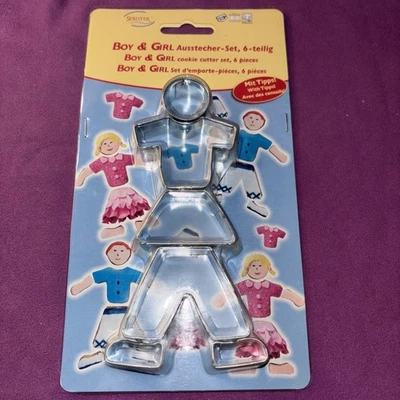 Stadter Boy Girl People Cookie Cutter Set NEW In Packet - Image 1 of 2