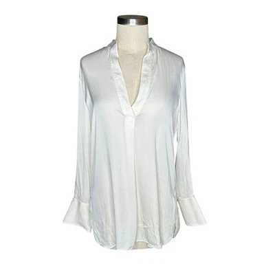 BY MALENE BIRGER Cream White Silk V-Neck Long Sleeve Blouse Women's Size 40 - Image 1 of 4