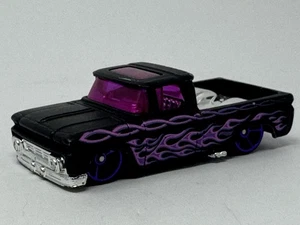 Hot Wheels 2016 Black Custom ‘62 Chevy Low Rider Pickup Truck Purple Flames - Picture 1 of 9