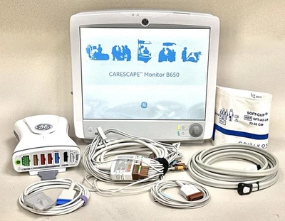 GE Carescape B650 Monitor 6ORP W/ PDM Module 2016793-003, ECG, SPO2, NIBP, TEMP - Image 1 of 4