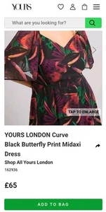 YOURS Butterfly Midaxi Dress Size 26-28 Wedding Holiday Summer still online- £65 - Picture 1 of 6