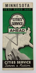 1937 Cities Service Gas Station Minnesota Official Road Map Oil Vintage - Picture 1 of 2