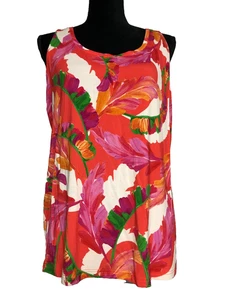 Camiseta sin mangas Chicos roja multicolor plumas talla 2 (US L) rayón elástica - Imagen 1 de 9