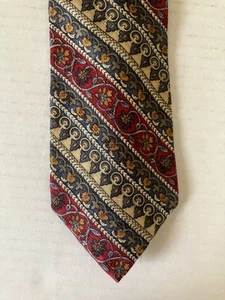 Bill Blass Country Men's Necktie Tie Silk Stripe Scroll Flowers Geometric 58" - Picture 1 of 7