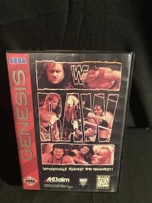 Sega Genesis WWF Raw CIB Complete Tested Manual In Fair Cond. Tested Working - Image 1 of 4