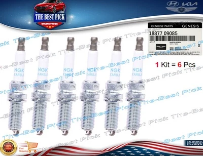 ⭐GENUINE⭐ 6 PCS Spark Plug FOR 22-23 Genesis G80 G90 GV70 GV80 ⭐OEM⭐ 1887709085 - Image 1 of 4