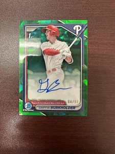 2024 Bowman Chrome Prospect Autographs Griffin Burkholder #CPA-GB Green 84/99 SP - Bild 1 von 2