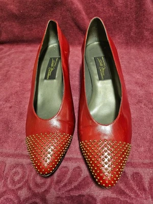 Zapatos para mujer Sesto Meucci rojos cuentas doradas punta puntiaguda talla 8,5N Foto 1 de 4