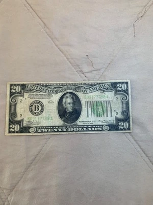 1934 Green Seal $20 Banknote Circulated Condition - Image 1 of 4