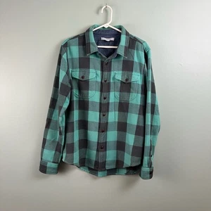 Outerknown Men's Blue Teal Plaid Organic Cotton Blanket Button Up Shirt Large - Picture 1 of 11