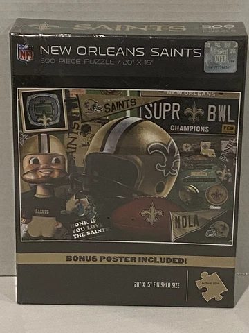 NFL~New Orleans Saints 500 Piece Puzzle Bonus Poster Included Cover