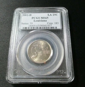 2002-D 25C PCGS MS65 LOUISIANA STATE QUARTER PCGS CERTIFIED #14009.65/90041957 - Picture 1 of 3