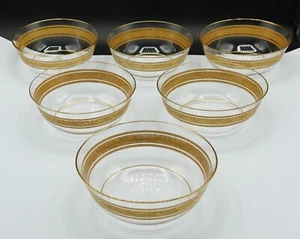 French Baccarat Acorn Crystal 22k Gold Band with Oak Leaves Fruit Bowls Set 6 - Picture 1 of 10
