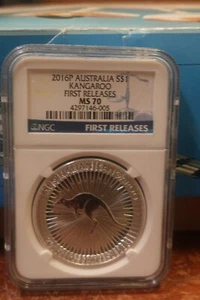  1 OZ Silver Australia 2016 P 1 oz Kangaroo MS70 NGC First Releases - Picture 1 of 5