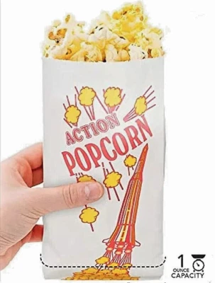 100 bolsas de palomitas de maíz premium bolsas a prueba de fugas de 1 oz suministros para fiestas noche de película pijamada Foto 1 de 4