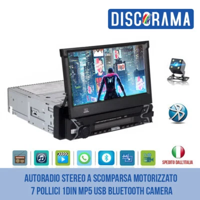 AUTORADIO STEREO A SCOMPARSA MOTORIZZATO 7 POLLICI 1DIN MP5 USB BLUETOOTH CAMERA - Immagine 1 di 4