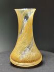Caithness Scotland Orange Swirl Speckled Crystal Art Glass Vase Vintage