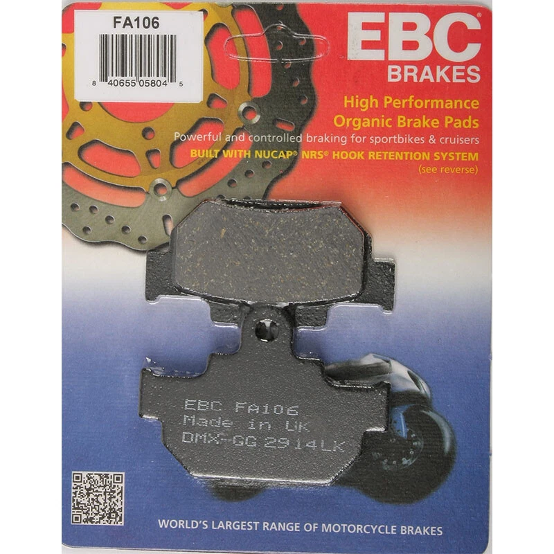 EBC  BRAKE PADS FA106 ORGANIC Suzuki GZ250 Marauder 1999-2009 Suzuki LS650B S40 - Изображение 1 из 1