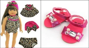 TRAJE DE BAÑO MUÑECA LEOPARDO ESTAMPADO ANIMAL TRAJE DE BAÑO PARA VIAJE DE NIÑA AMERICANA - Imagen 1 de 3