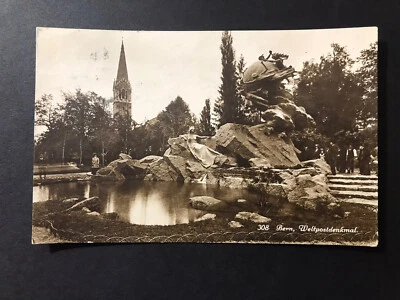 GandG Stamps Switzerland Vintage Black And White B&W Post Card Used - Image 1 of 2