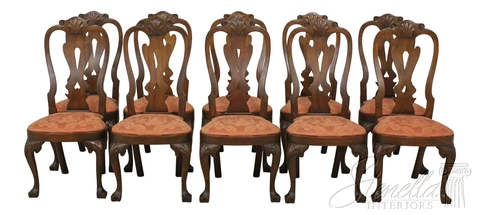 L57350EC: Set of 10 KITTINGER CW-146 Williamsburg Mahogany Dining Room Chairs Cover