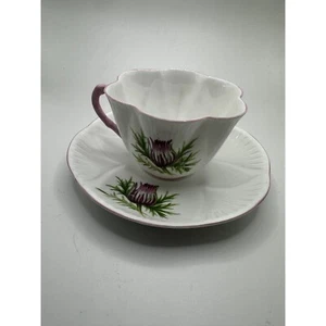Shelley Fine Bone China Thistle Teetasse & Untertasse Set England - Bild 1 von 8