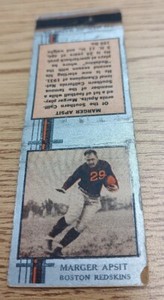 1933 Diamond Silver Football Matchbook Cover Marger Apsit Boston Redskins 29