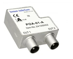 TV Verteiler 2-Port Push-on Adapter 5 – 2.000 MHz mit rückseitiger IEC-Buchse - Bild 1 von 4