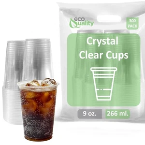 9oz Disposable Clear Plastic Smoothie Cups for Iced Coffee, Tea, Soda (300pc) - Picture 1 of 8
