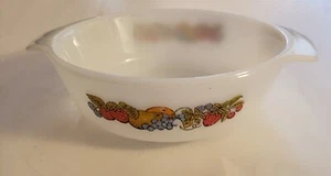 Vintage Anchor Hocking Fire King Casserole Dish 1 Qt. Fruit Harvest #2 Pre-owned - Picture 1 of 5
