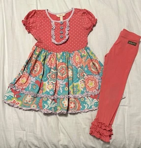 Matilda Jane Pretty in Patterns Wonderment Dress & Leggings Size 4 - Picture 1 of 5