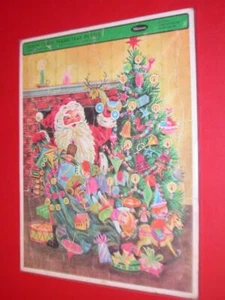 Vintage 1960's Santa Claus CHRISTMAS Tree TOYS Frame Tray PUZZLE Whitman 1966 - Picture 1 of 1