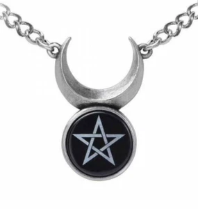 Sin Horned God Necklace, Wiccan Witch Pentagram Star Gothic, Alchemy England - Picture 1 of 5