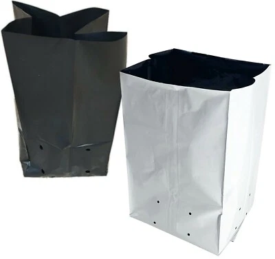 Plastic Grow Bags Poly Plant Pots Soil Root Containers PE Grow Bag  - Image 1 of 4