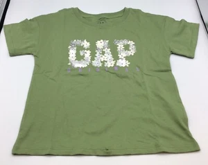 Gap Toddler Girls Green Purple White Floral Logo Short Sleeve Tee, Choose Size - Picture 1 of 2