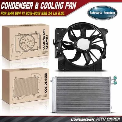 Комплект в сборе конденсатора переменного тока и вентилятора охлаждения для BMW E84 X1 2013-2015 E89 Z4 L6 3,0 л - Изображение 1 из 4