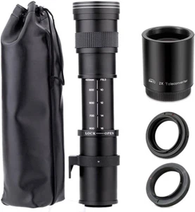✅ JINTU 420-1600mm 800mm f/8.3 Manual Zoom Telephoto Lens + T-Mount Canon, Nikon - Picture 1 of 7