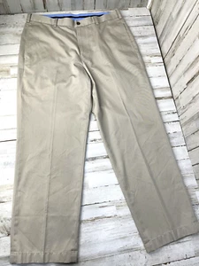 Brooks Brothers Advantage Chino Hudson Pants Beige Flat Front Mens Sz 35x30 U2 - Picture 1 of 7