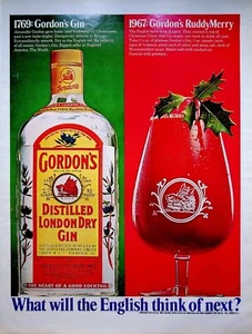1967 Gordon's Distilled London Dry Gin Print Ad Christmas Cheer RuddyMerry Drink - Picture 1 of 1