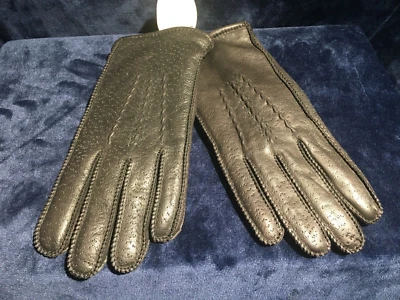 Luvas de couro de veado JC Penny vintage masculinas NOS forradas de lã marrom tamanho médio - Imagem 1 de 4