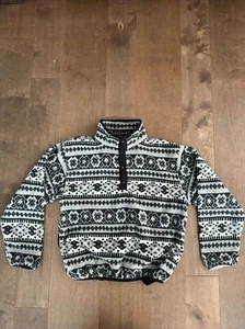 Vintage 90s L.L. Bean Fleece Pullover – Quarter Button, Men’s Medium - Picture 1 of 4